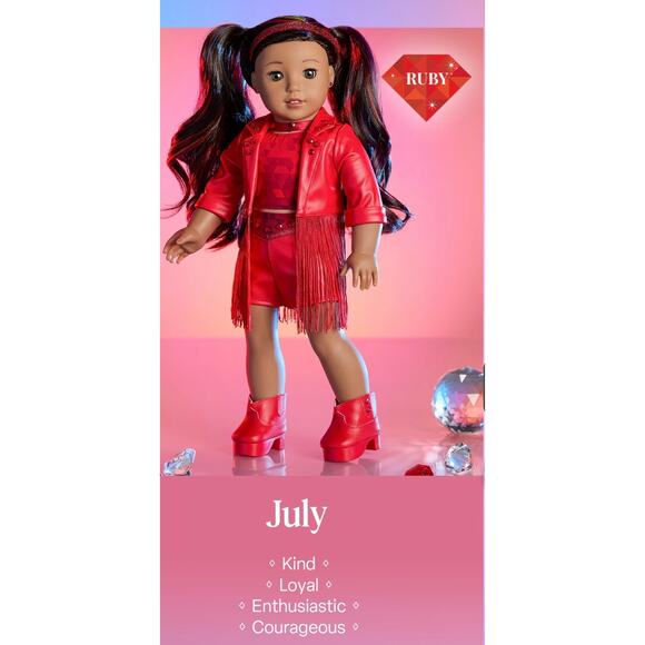 NEW American Girl July BIRTHSTONE CHOKER Doll Necklace Remarkable Ruby Accessory - Picture 6 of 8